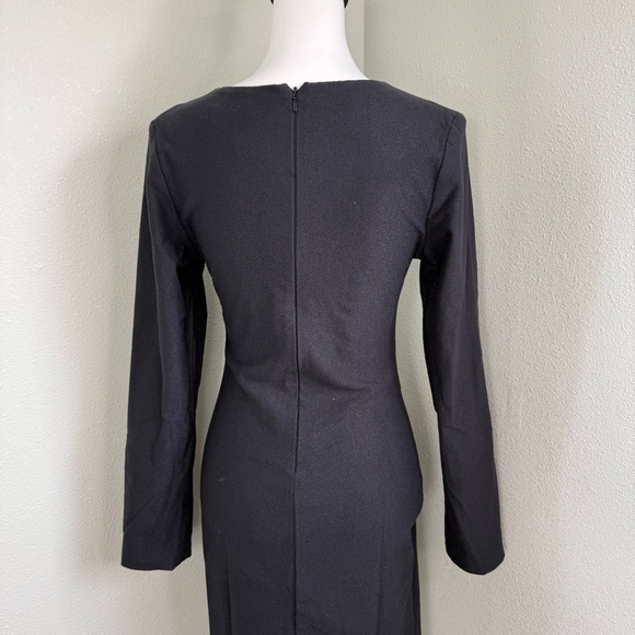 Vintage Adolfo Sanchez Black Wool Mesh Cut-Out Dress Size 4 - Picture 7 of 12